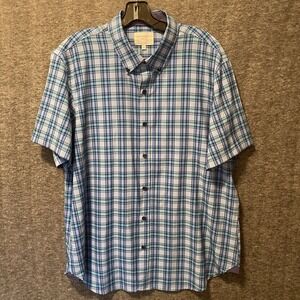 Con.Struct Shirt Mens XL Blue Slim Fit 4 Way‎ Stretch Button Down Short Sleeve